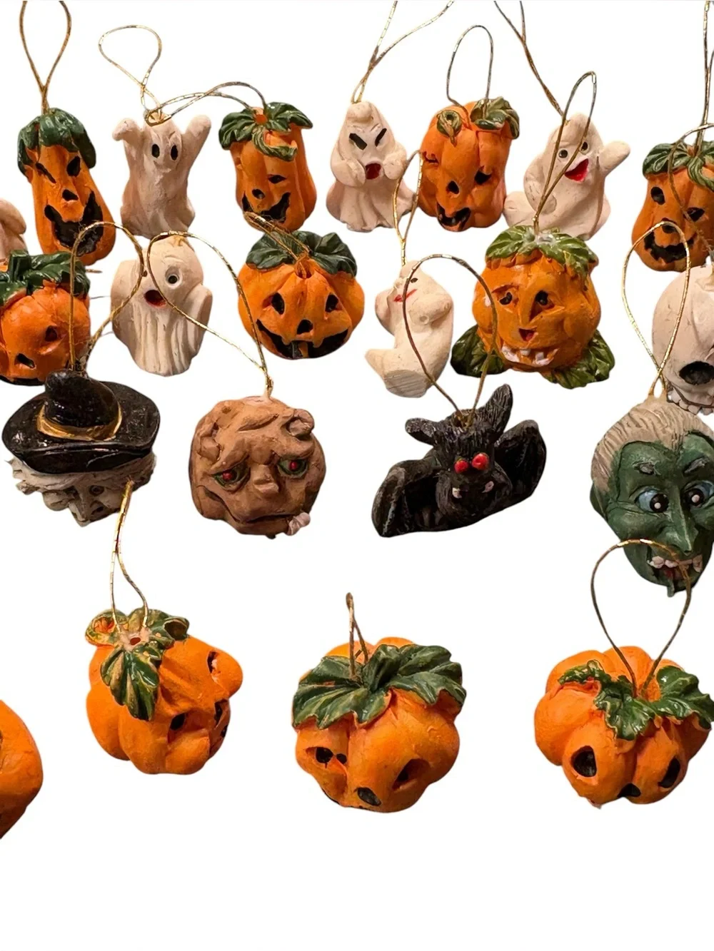 Halloween Vintage 40+ Miniature Ornaments Pumpkins Ghosts Monsters Witches Bats